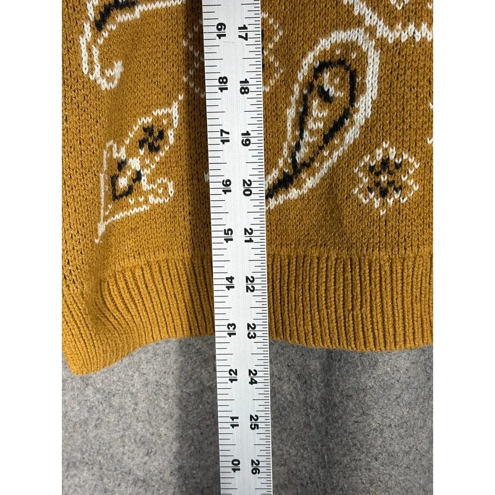 Madewell Bandana Paisley Intarsia Sweater Mustard Yellow Cotton Blend Small